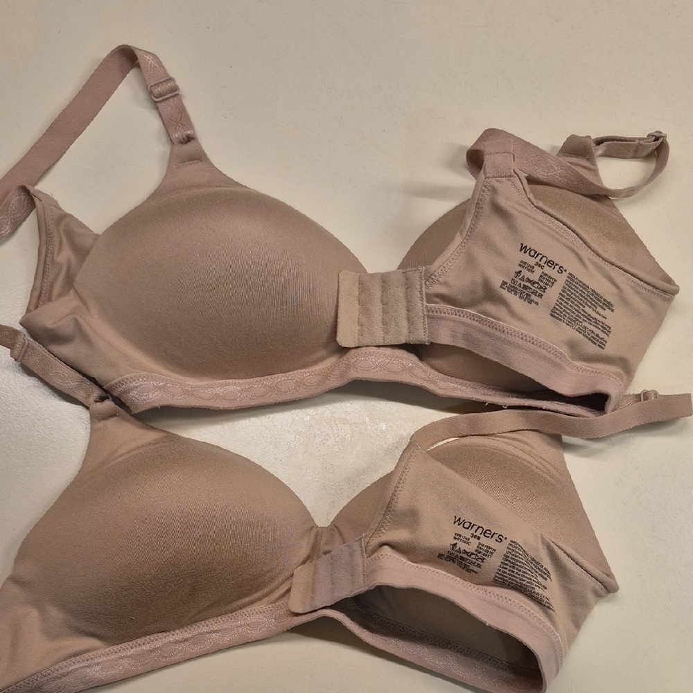 2 Warner's Soft Beige Wireless Bras
